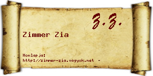 Zimmer Zia névjegykártya